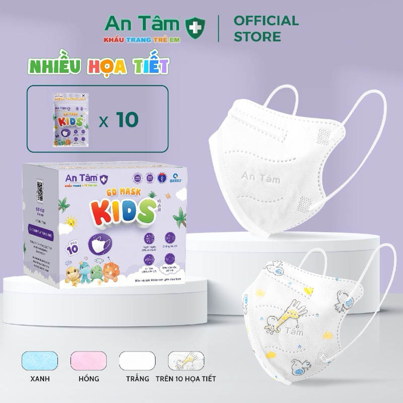 Thùng 100 chiếc  khẩu trang 6D Kids ,Kháng Khuẩn Lọc Bụi Mịn PM2.5 dành cho bé từ 2-12 tuổi đủ hình
