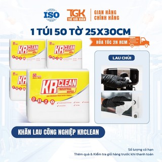 Khăn vải lau công nghiệp KRCLEAN 25x30cm 50 tờ - dạng bịch, giấy lau đa năng thấm hút dầu nhớt, lau xe máy, ô tô, laptop