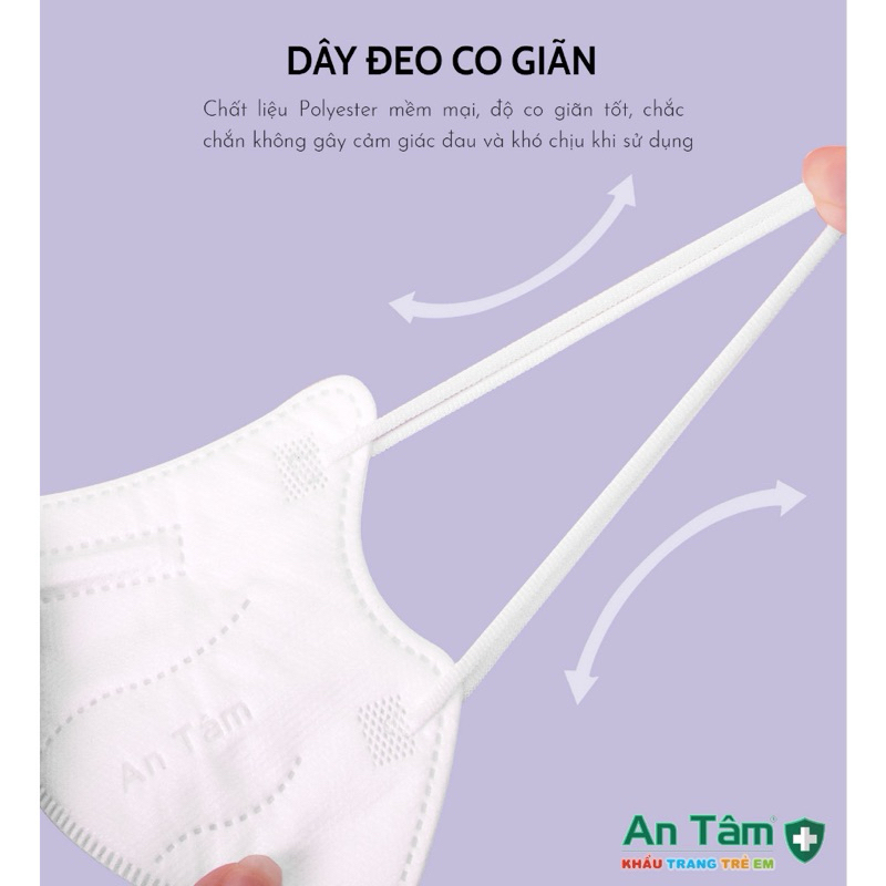 Thùng 100 cái - Khẩu trang y tế 6D kháng khuẩn Chống bụi mịn cho bé Chính Hãng AN TÂM