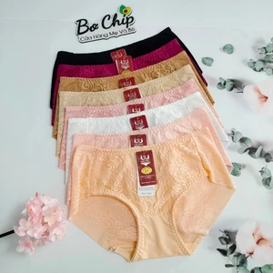 Quần lót nữ thun lạnh ren siêu cao cấp cạp cao Đại Phát không đường viền thoải mái siêu thoáng 603 - Bơ Chip