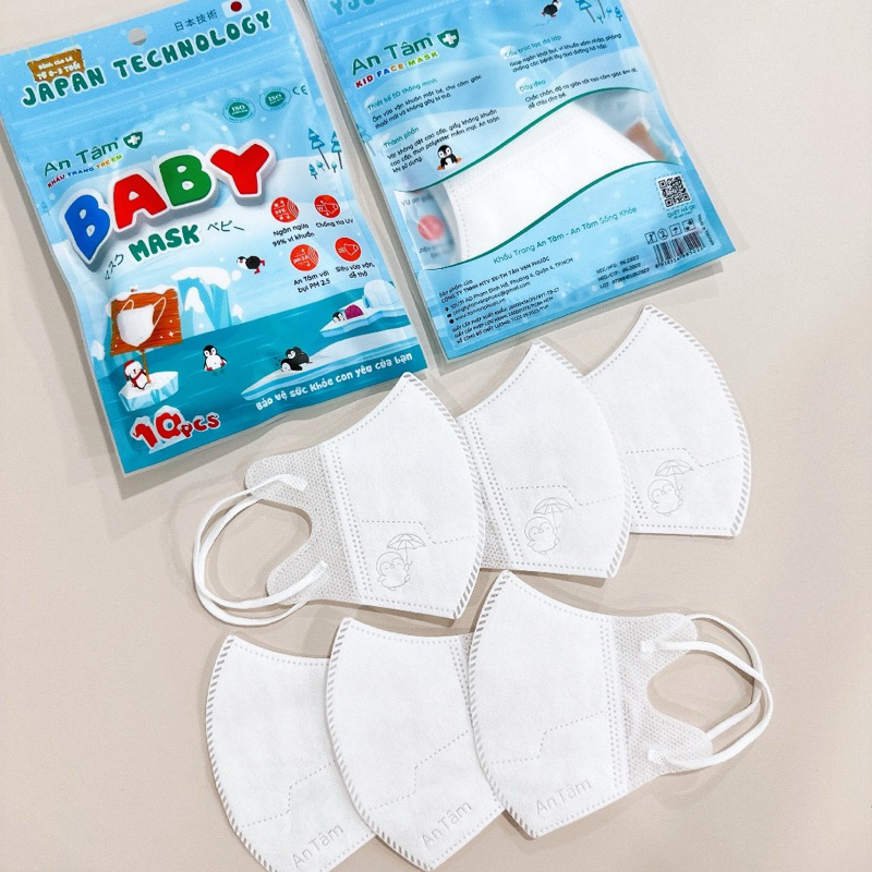 Thùng 100 cái - Khẩu trang Bé Sơ sinh An Tâm cho trẻ từ 0 - 3 tuổi