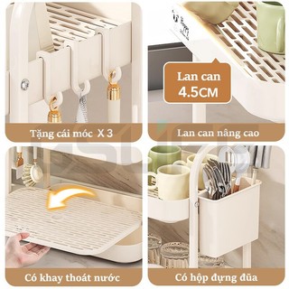 GSlife Kệ Úp Cốc Có Khay Nước Đa Năng-Khay Để Chén Kệ Gia Vị Vật Liệu PP Dày, Có Thể Tháo Rời Để Vệ Sinh