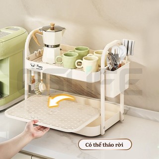 GSlife Kệ Úp Cốc Có Khay Nước Đa Năng-Khay Để Chén Kệ Gia Vị Vật Liệu PP Dày, Có Thể Tháo Rời Để Vệ Sinh