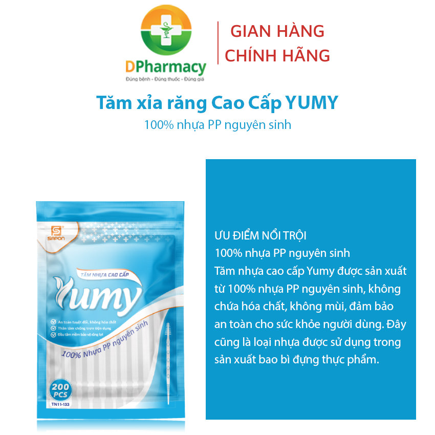 Tăm xỉa răng Cao Cấp YUMY, làm sạch răng tiện lợi, túi zip ghép 200 chiếc/ túi
