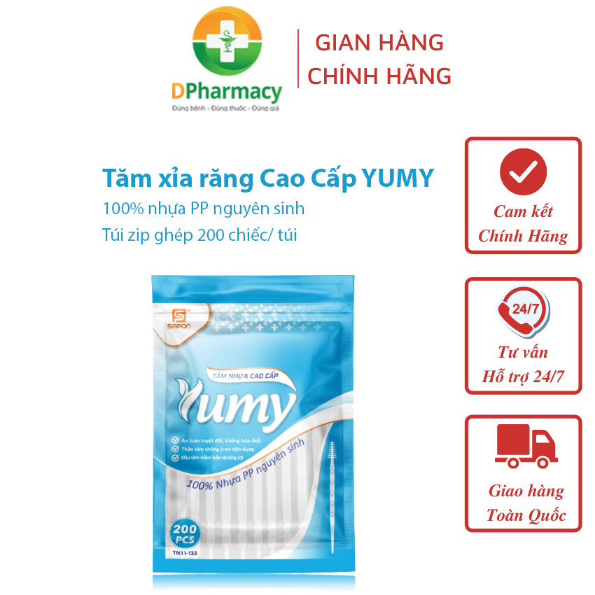 Tăm xỉa răng Cao Cấp YUMY, làm sạch răng tiện lợi, túi zip ghép 200 chiếc/ túi