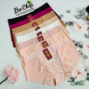 Quần lót nữ Bigsize thun lạnh 40-80 ký đúc su phối ren Cạp Cao gen bụng Siêu Cao Cấp Đại Phát 3255- Bơ Chip