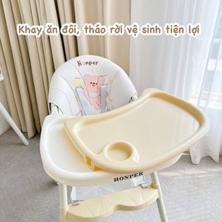 [MUA 1 TẶNG 1 QUÀ] Ghế Ăn Dặm Ngả Lưng Gấp Gọn Có Bánh Xe Honper | 4 Màu Xanh Dương - Xanh Ngọc - Be - Hồng