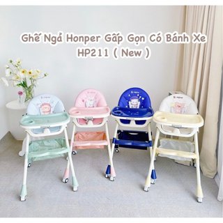 [MUA 1 TẶNG 1 QUÀ] Ghế Ăn Dặm Ngả Lưng Gấp Gọn Có Bánh Xe Honper | 4 Màu Xanh Dương - Xanh Ngọc - Be - Hồng