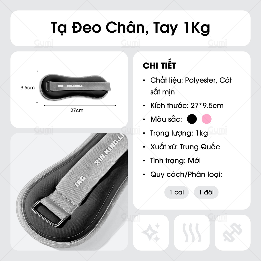 Tạ Đeo Chân Tay 1kg - Tạ Tập Gym Chạy Bộ - Dụng Cụ Tăng Sức Bền Khi Tập Luyện Thể Thao - TaChan1kg