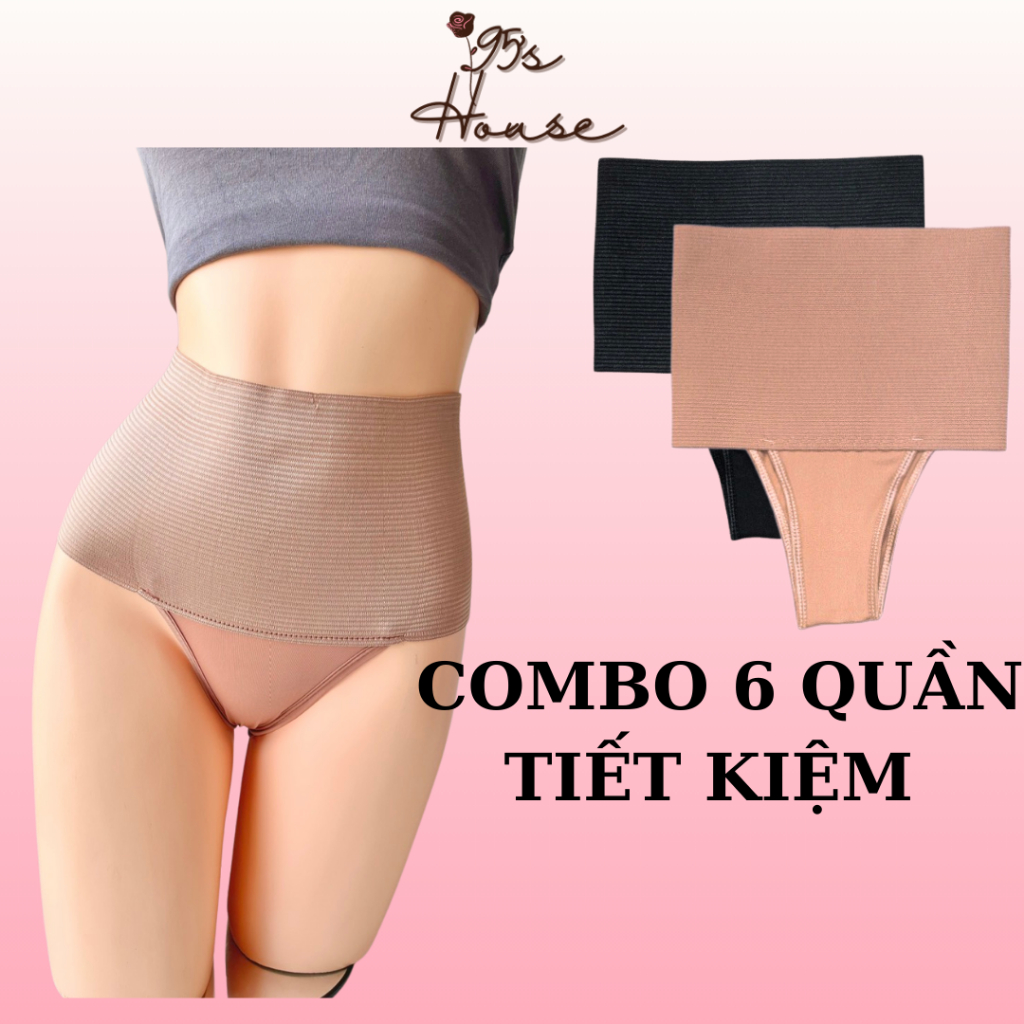 Combo 6 Quần lót cạp cao gen nịt bụng dưới, Quần định hình co giãn tốt mặc hàng ngày QG05-C6