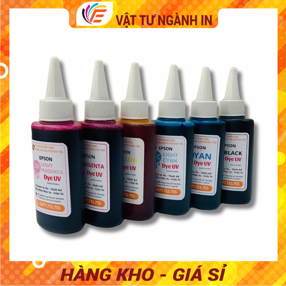 Mực Máy In EpSon Mực Dye UV Dùng Cho Máy In Phun Mực Inktec Chính Hãng Chai 100ml