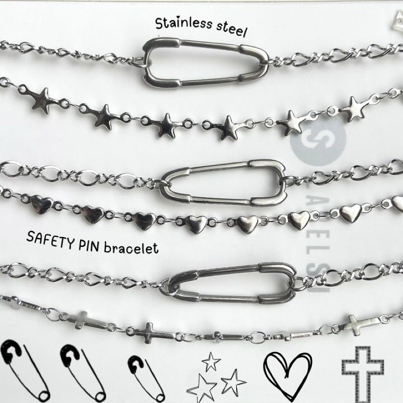 VÒNG TAY SAFETY PIN THÉP KHÔNG GỈ/ LAYER CHAIN STAINLESS STEEL ...