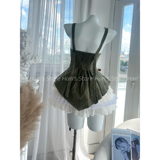 [HAN’S STORE ] SET ÁO HAI DÂY CHÂN VÁY TƠ XOÈ VINTAGE(ẢNH THẬT)