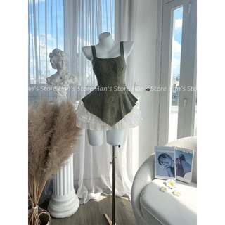 [HAN’S STORE ] SET ÁO HAI DÂY CHÂN VÁY TƠ XOÈ VINTAGE(ẢNH THẬT)