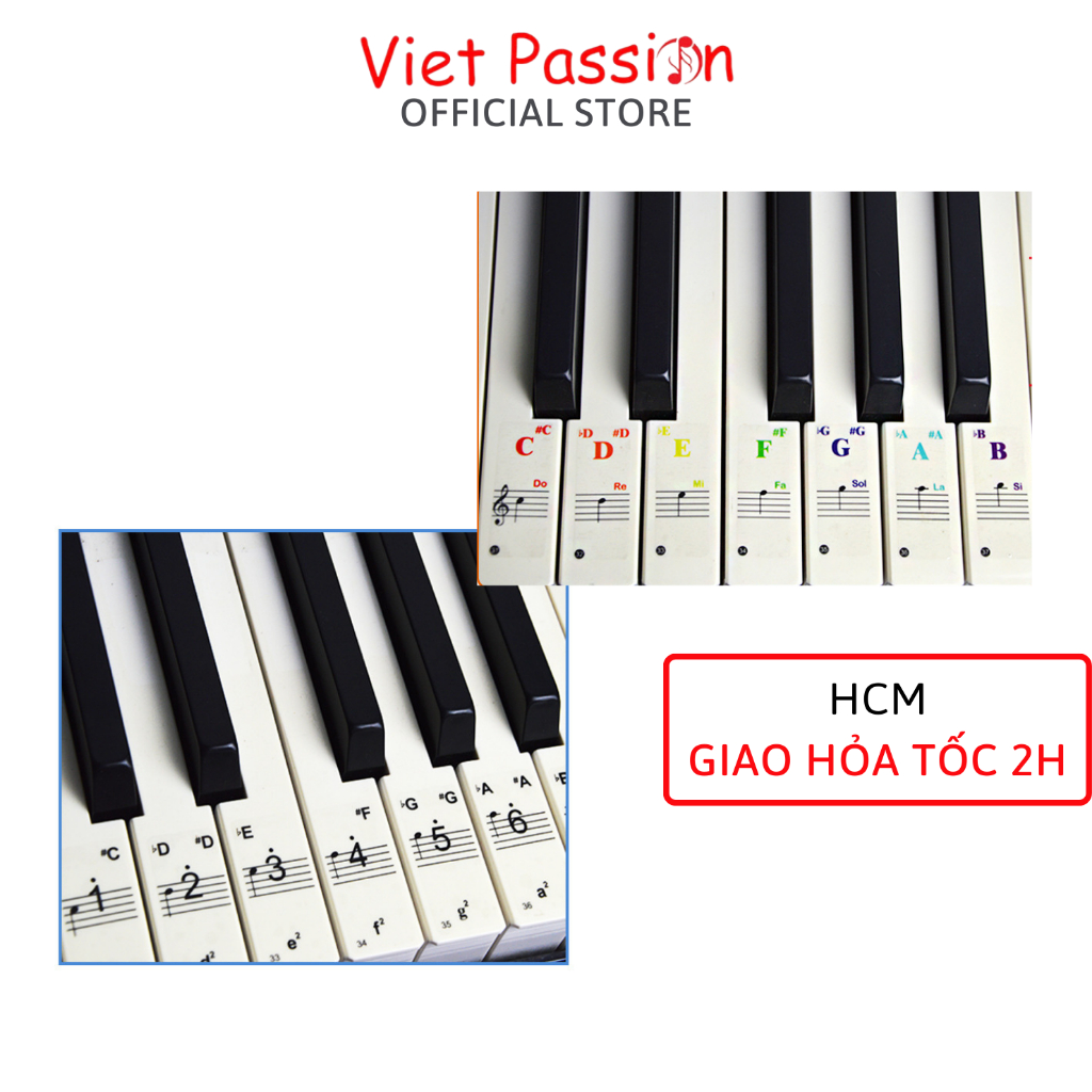 Sticker dán nốt bàn phím đàn piano organ Decal đánh dấu vị trí note ...
