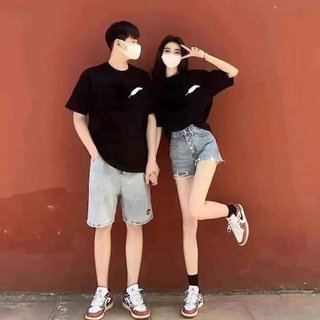Áo cặp nam nữ, áo thun đôi in hình lông vũ ( GIÁ 1 ÁO) chất cotton thoáng mát thấm hút