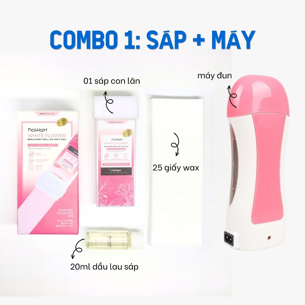 Sáp wax lông con lăn NOWAX WHITE FLOWER kèm dụng cụ - lựa chọn tốt nhất ...
