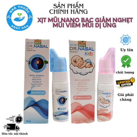 Dr Nasal Dung Dịch Xịt Mũi Nano Bạc Hỗ Trợ Nghẹt Mũi Xịt Mũi Cho Trẻ Em Chai 70 Ml Việt Nam