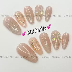 Nail Box Thiết Kế Thạch Cam Nude Viền Vàng M84 Nhà Mơ Nails