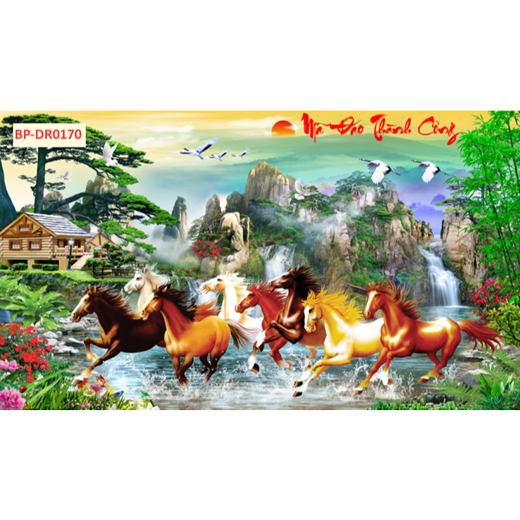 aTranh Dán tường 3d trang trí phòng. Mã Đáo Thành Công....