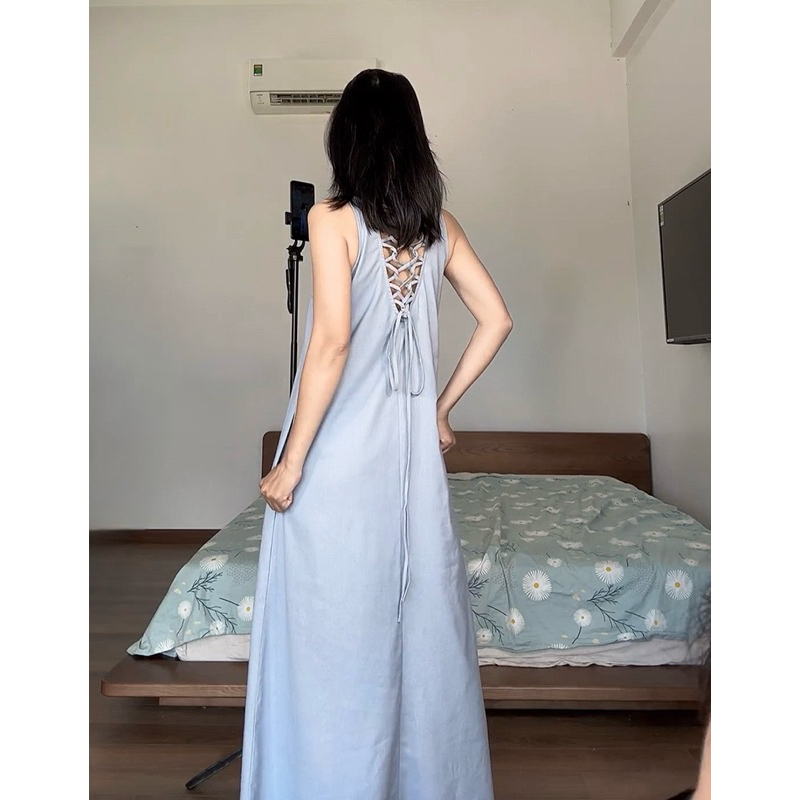Đầm suôn dáng dài đan dây sau lưng