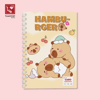 Sổ tay caro lò xo A5 CAPYBARA HAMBURGER TUANVIET BOOKS 200 trang, phù hợp ghi chép, nhật ký