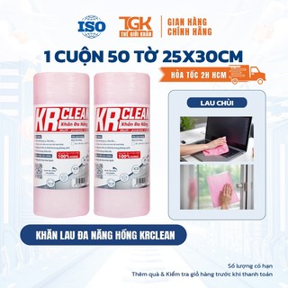 Cuộn khăn giấy lau đa năng hồng 50 tờ 25x30cm - Khăn lau bếp, bàn ghế, lau chén bát, lau tay, tiện lợi