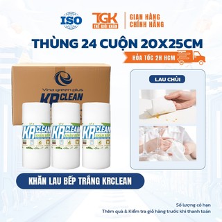 Thùng 24 cuộn khăn giấy lau bếp trắng KRCLEAN 50 tờ 20x25cm - Khăn lau bếp thấm hút đa năng, lau chén bát, lau tay
