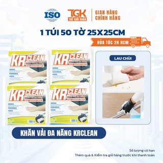 Bịch Khăn giấy đa năng Krclean 25x25 50 tờ siêu thấm hút, lau tủ bàn ghế, bề mặt bếp. giặt lại được
