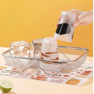 Rổ inox 304 kiểu Nhật 30x22x6cm Chubby Chef đựng thức ăn chiên dạng lưới sáng bóng nhiều kích cỡ，Không bị gỉ sét，An toàn
