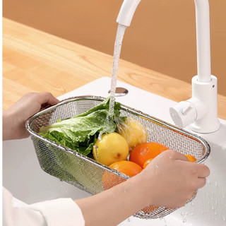 Rổ inox 304 kiểu Nhật 30x22x6cm Chubby Chef đựng thức ăn chiên dạng lưới sáng bóng nhiều kích cỡ，Không bị gỉ sét，An toàn