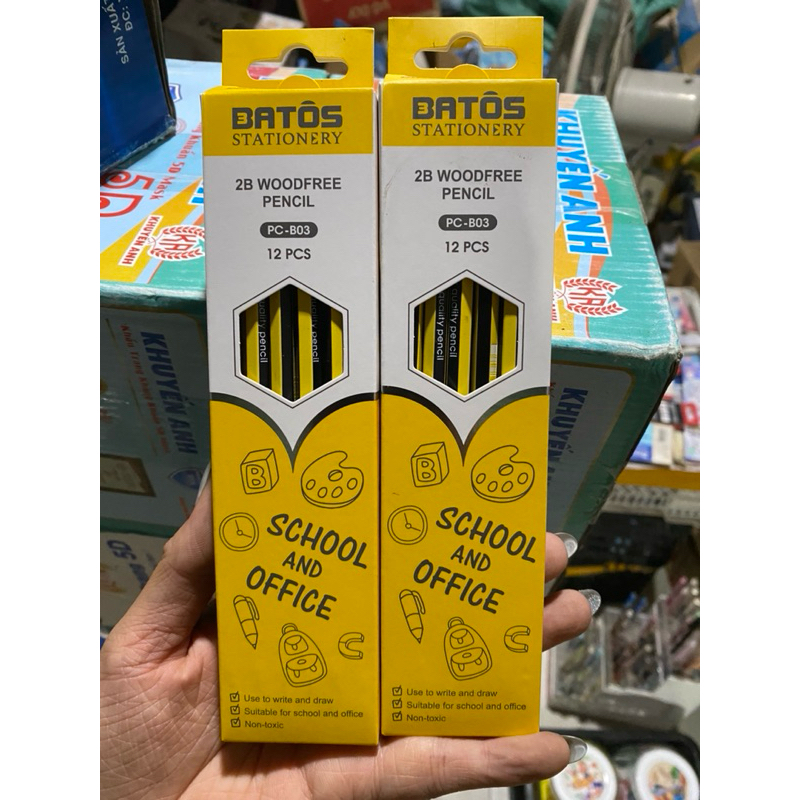 Bút chì Batos 2B Woodfree PC-B03 (Hộp 12 bút)