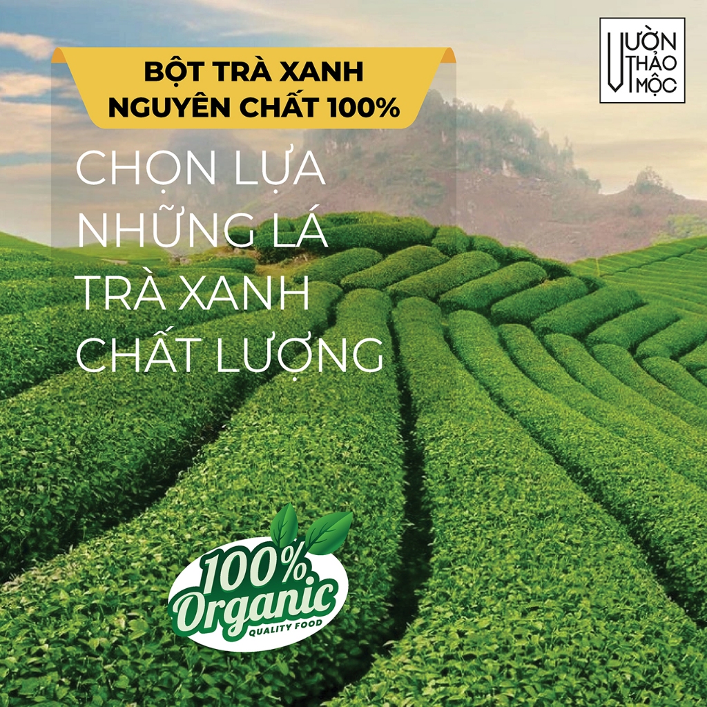 Ảnh Bột trà xanh Vườn Thảo Mộc nguyên chất 100%, hỗ trợ giảm nhờn, ngừa sưng giảm thâm, phục hồi làn da 2