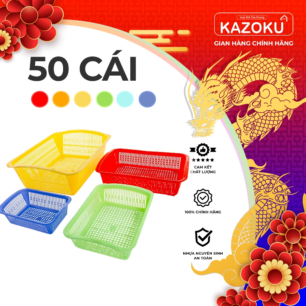 Rổ Nhựa Chữ Nhật Đựng Đồ SỈ - 50 Cái - [HPRV] - Vua Gia Dụng Kazoku