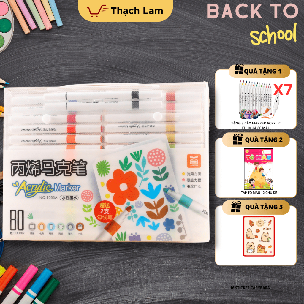 [Tết Cào là có quà]Giao Hỏa Tốc – Bút Acrylic Marker No.9131 60/80/100/120 Màu Vẽ Đa Chất Liệu