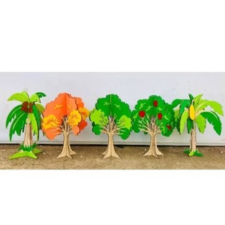 Cây bằng gỗ phối nỉ dạ cao 30cm, cây chơi góc, trang trí lớp học mầm non, cây steam