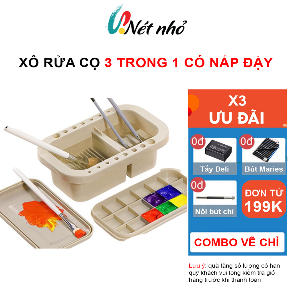Xô Rửa Cọ Đa Năng 3 Trong 1 Với Nắp Đựng Màu Và Khe Cắm Phù Hợp Nhiều ...