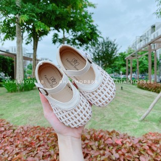 Giày búp bê rọ đan vintage quai ngang dính cho bé gái K067