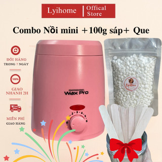 COMBO NỒI MINI+100G Sáp wax lông nóng sữa dừa cao cấp lyihome, sáp bám lông tốt dẻo và có mùi thơm