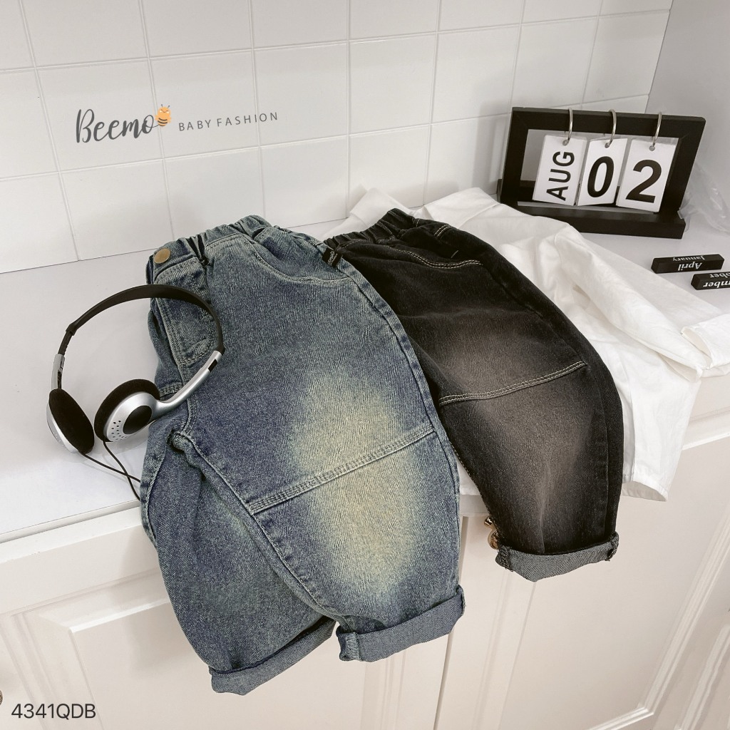 Quần bò trơn màu cá tính bé trai, quần jeans co dãn chỉ nổi cá tính cho  bé Beemo