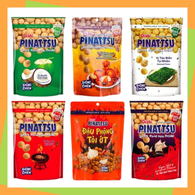 Combo 3 gói snack nhân đậu phộng đủ vị Pinattsu Oishi 80g | Shopee Việt Nam