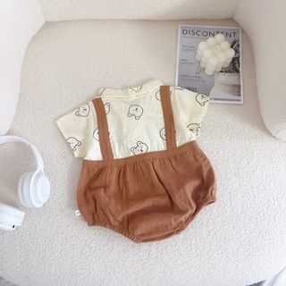 Body công tử gấu bé trai kèm cà vạt mặc đầy tháng, thôi nôi 3-9kg. Bộ đồ liền thân sơ sinh Dino Kids