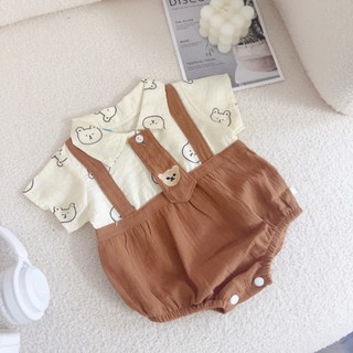 Body công tử gấu bé trai kèm cà vạt mặc đầy tháng, thôi nôi 3-9kg. Bộ đồ liền thân sơ sinh Dino Kids