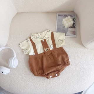 Body công tử gấu bé trai kèm cà vạt mặc đầy tháng, thôi nôi 3-9kg. Bộ đồ liền thân sơ sinh Dino Kids