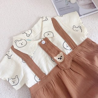 Body công tử gấu bé trai kèm cà vạt mặc đầy tháng, thôi nôi 3-9kg. Bộ đồ liền thân sơ sinh Dino Kids