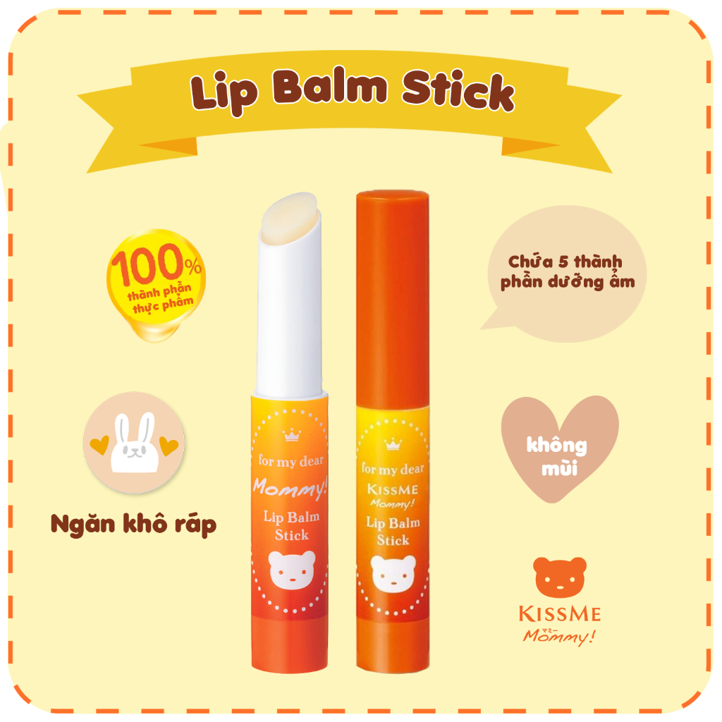 Son Dưỡng Chống Nứt Nẻ Môi Dành Cho Bé Từ 6 Tháng Tuổi Và Da Nhạy Cảm Kissme Mommy Lips (2.5g )