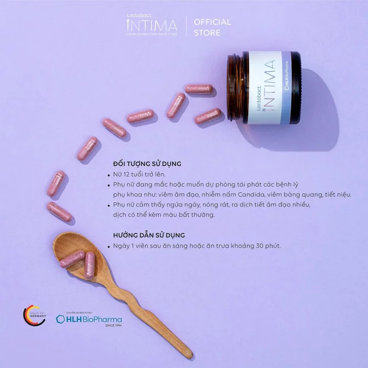 Men vi sinh phụ khoa Lactobact Intima bổ sung lợi khuẩn, Cranberry, D-Mannose từ Đức 1 hộp 30 viên – 5