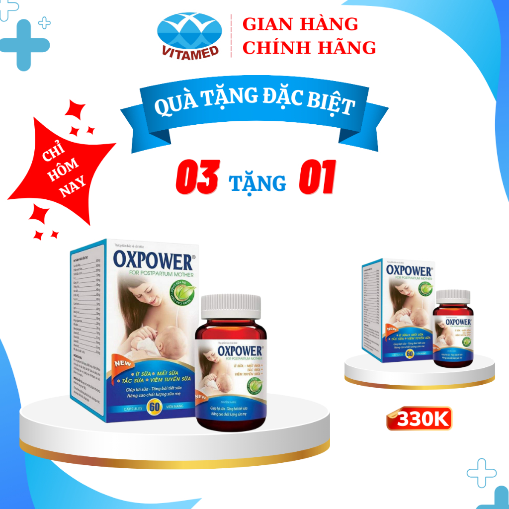 Viên Uống Lợi Sữa Oxpower - Tăng Chất và Lượng Sữa Mẹ Hộp 60 Viên