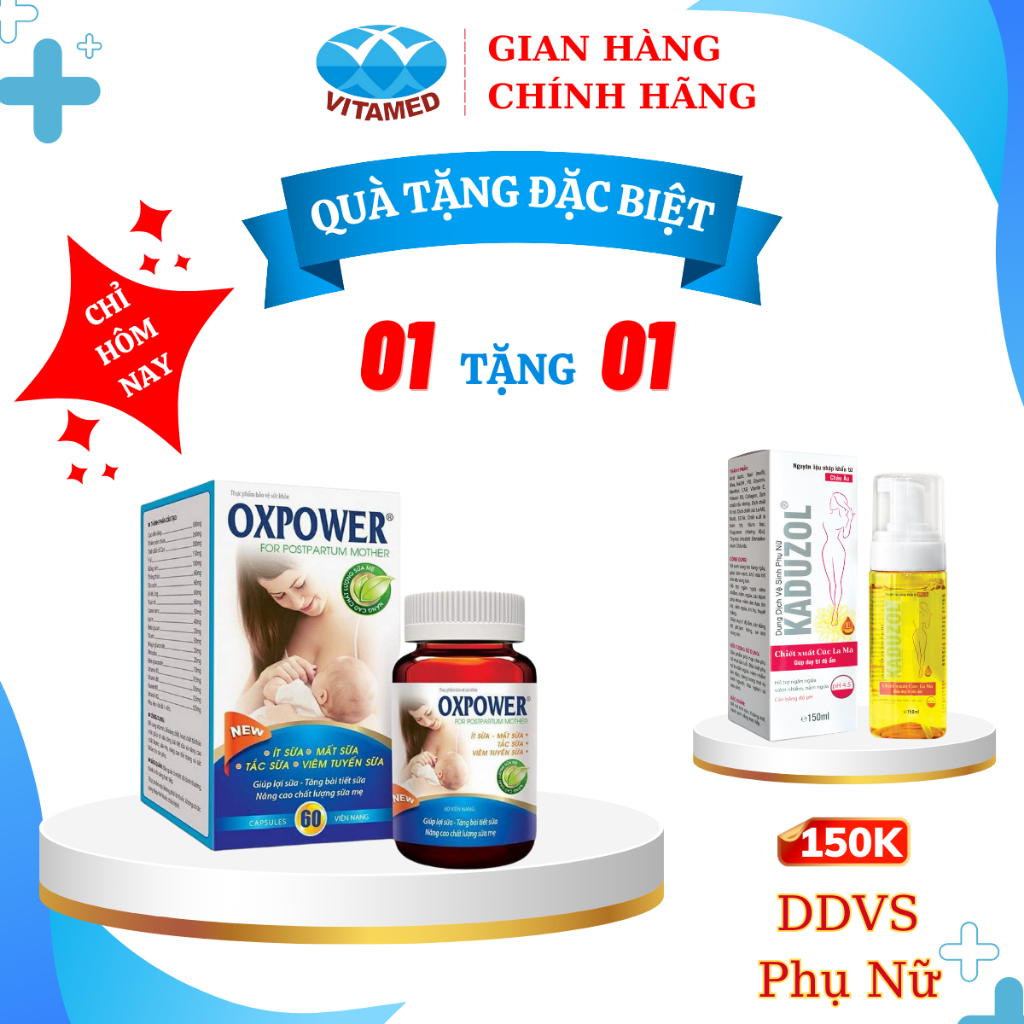 Viên Uống Lợi Sữa Oxpower - Tăng Chất và Lượng Sữa Mẹ Hộp 60 Viên