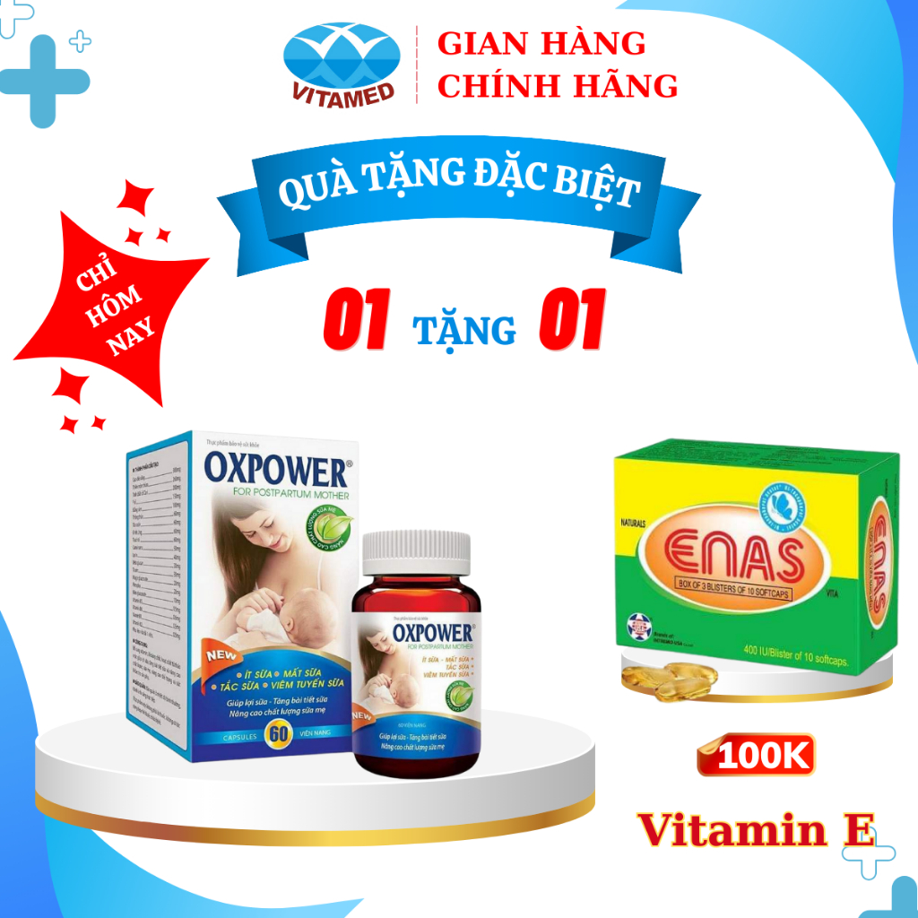 Viên Uống Lợi Sữa Oxpower - Tăng Chất và Lượng Sữa Mẹ Hộp 60 Viên